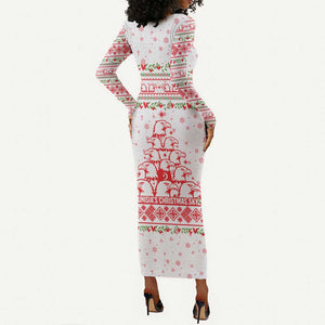 Tunisia Christmas Long Sleeve Bodycon Dress Falcon Tree Snowflake and Festive Borders - African Pride