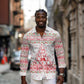 Tunisia Christmas Long Sleeve Button Shirt Falcon Tree Snowflake and Festive Borders - African Pride