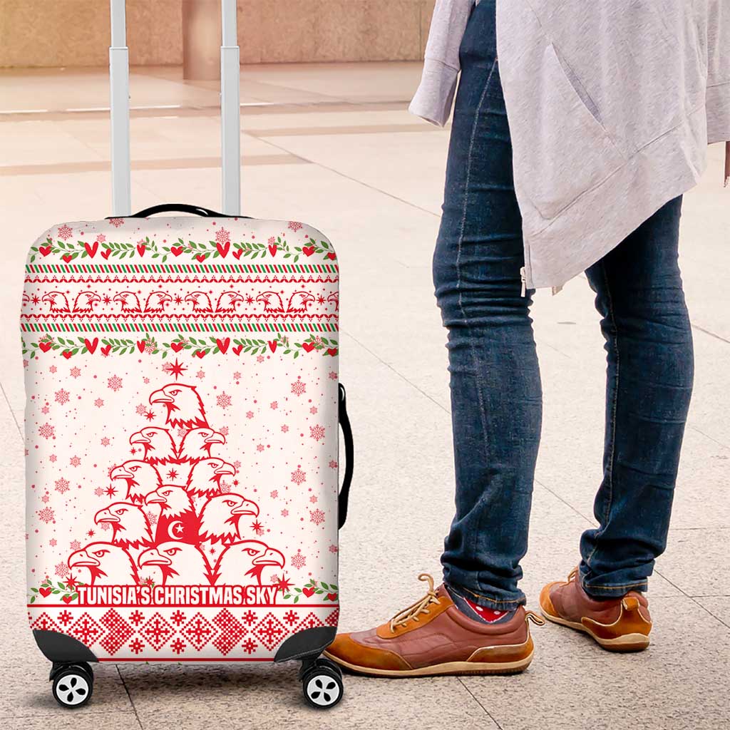 Tunisia Christmas Luggage Cover Falcon Tree Snowflake and Festive Borders - African Pride