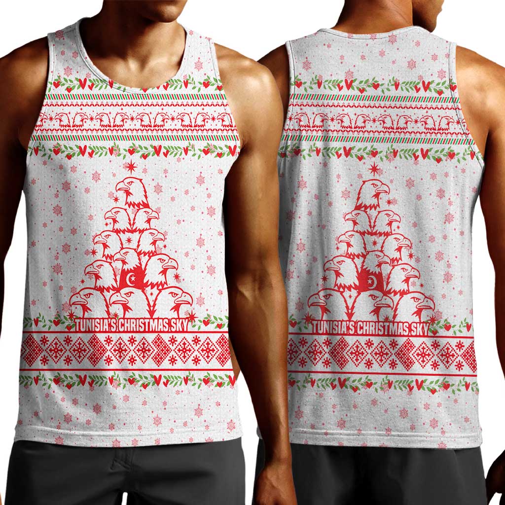 Tunisia Christmas Men Tank Top Falcon Tree Snowflake and Festive Borders - African Pride