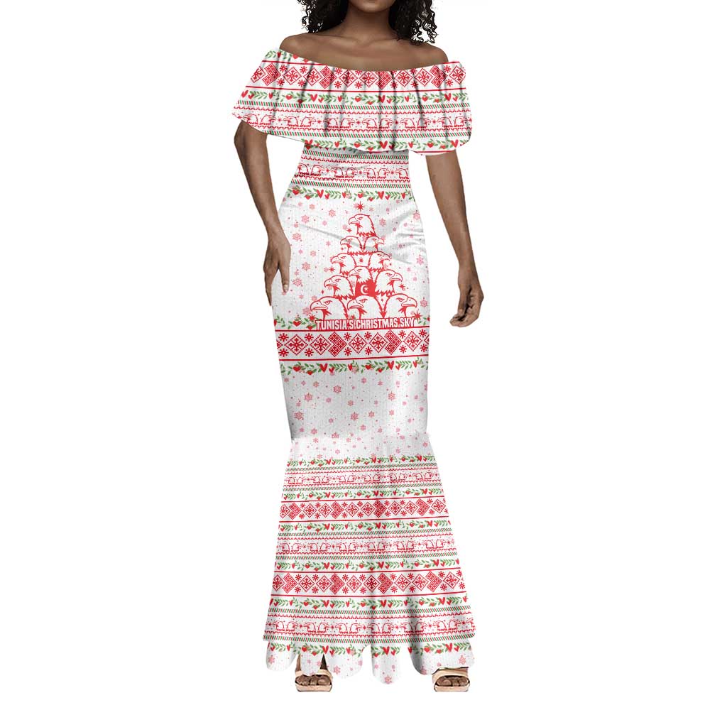 Tunisia Christmas Mermaid Dress Falcon Tree Snowflake and Festive Borders - African Pride