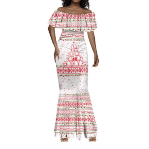 Tunisia Christmas Mermaid Dress Falcon Tree Snowflake and Festive Borders - African Pride