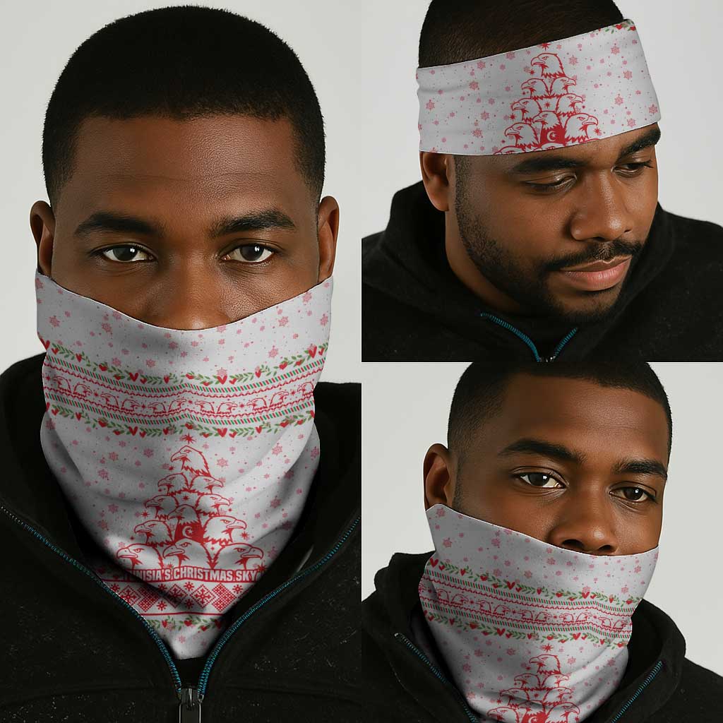 Tunisia Christmas Neck Gaiter Falcon Tree Snowflake and Festive Borders - African Pride