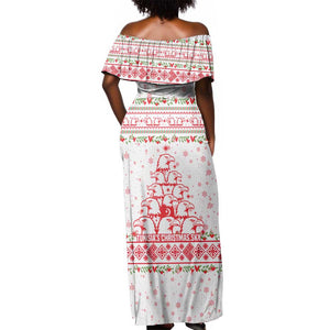 Tunisia Christmas Off Shoulder Maxi Dress Falcon Tree Snowflake and Festive Borders - African Pride
