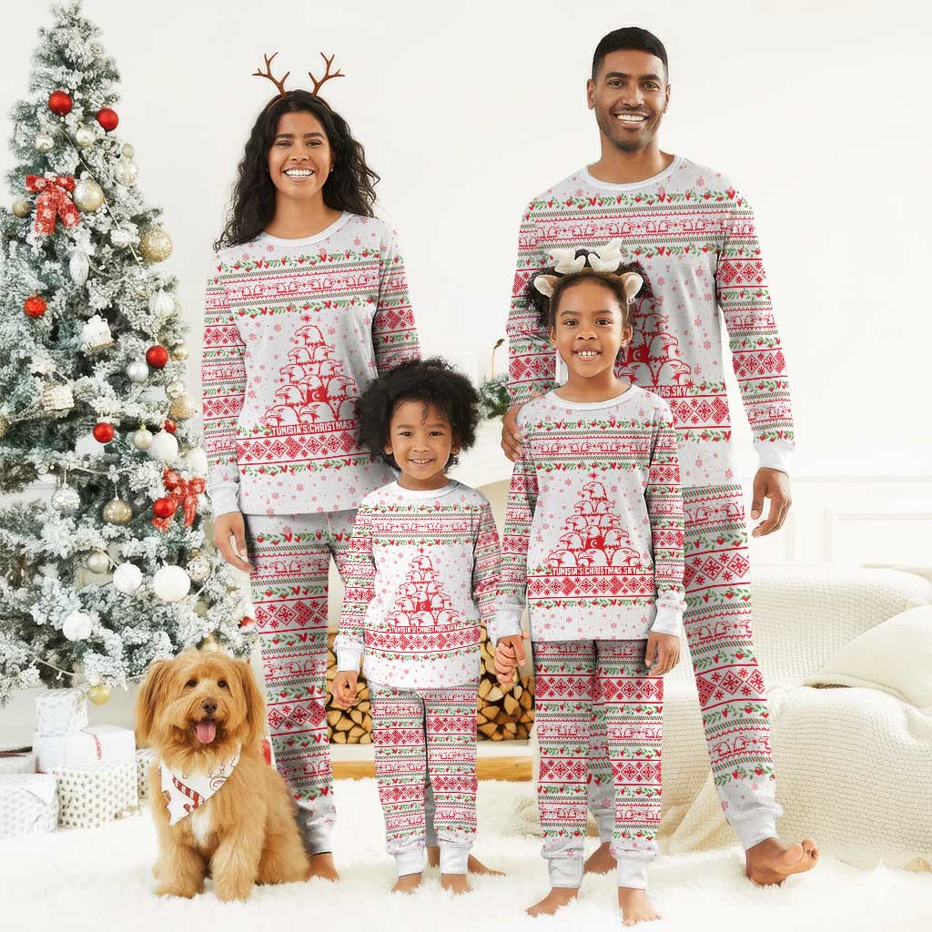 Tunisia Christmas Pajama Set Falcon Tree Snowflake and Festive Borders - African Pride
