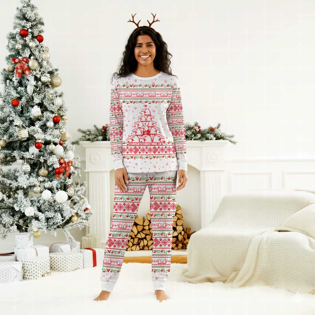 Tunisia Christmas Pajama Set Falcon Tree Snowflake and Festive Borders - African Pride