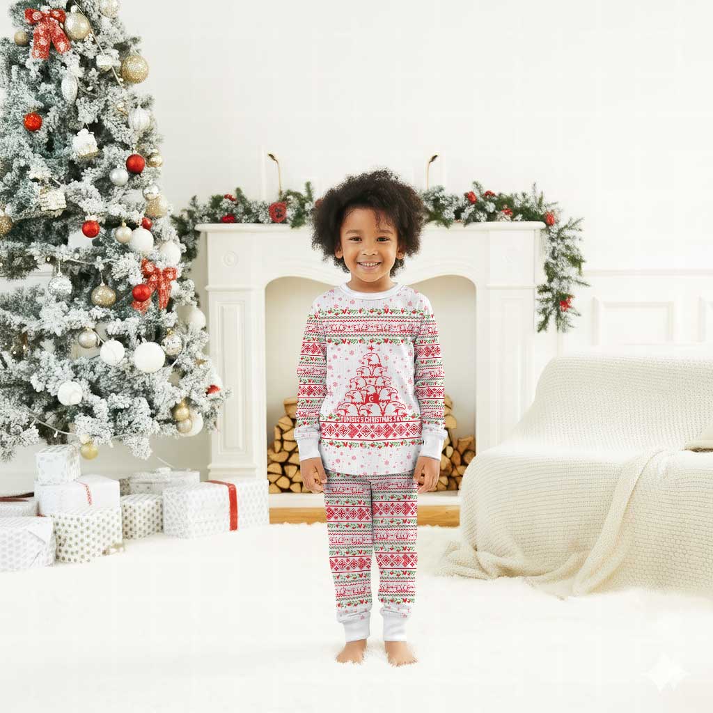 Tunisia Christmas Pajama Set Falcon Tree Snowflake and Festive Borders - African Pride