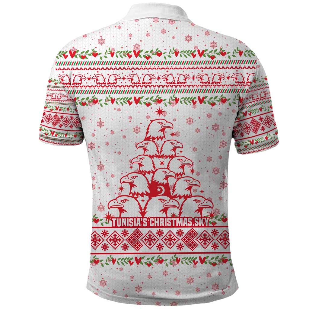 Tunisia Christmas Polo Shirt Falcon Tree Snowflake and Festive Borders - African Pride
