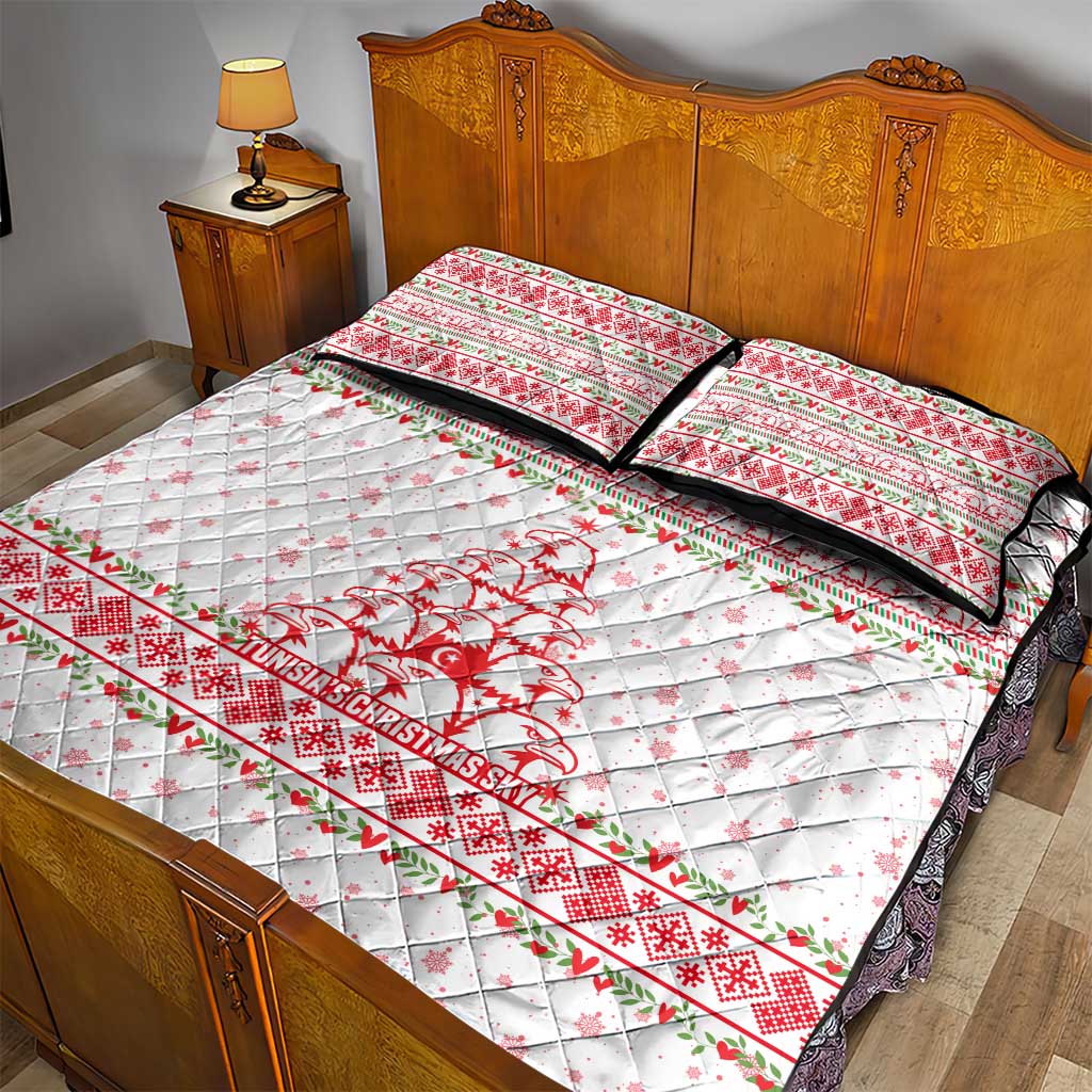 Tunisia Christmas Quilt Bed Set Falcon Tree Snowflake and Festive Borders - African Pride