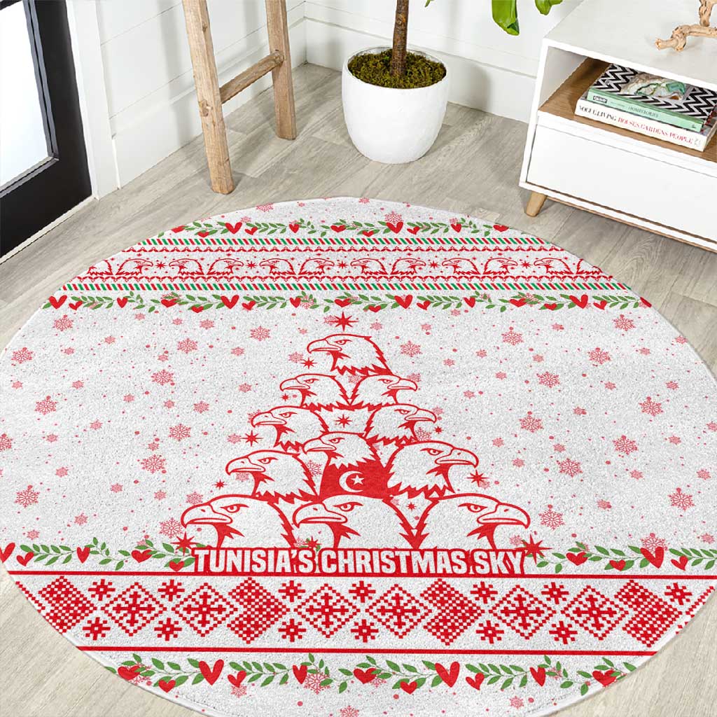 Tunisia Christmas Round Carpet Falcon Tree Snowflake and Festive Borders - African Pride