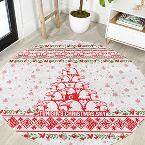 Tunisia Christmas Round Carpet Falcon Tree Snowflake and Festive Borders - African Pride