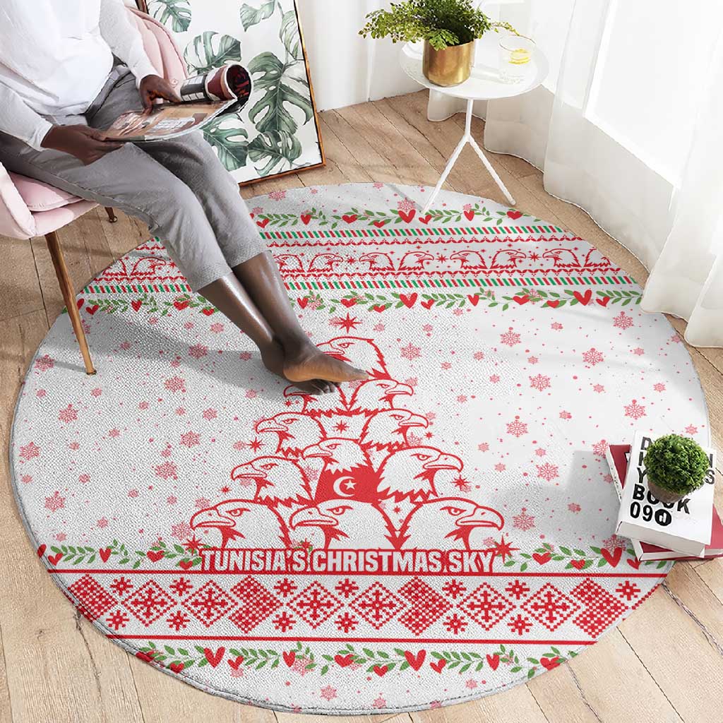 Tunisia Christmas Round Carpet Falcon Tree Snowflake and Festive Borders - African Pride