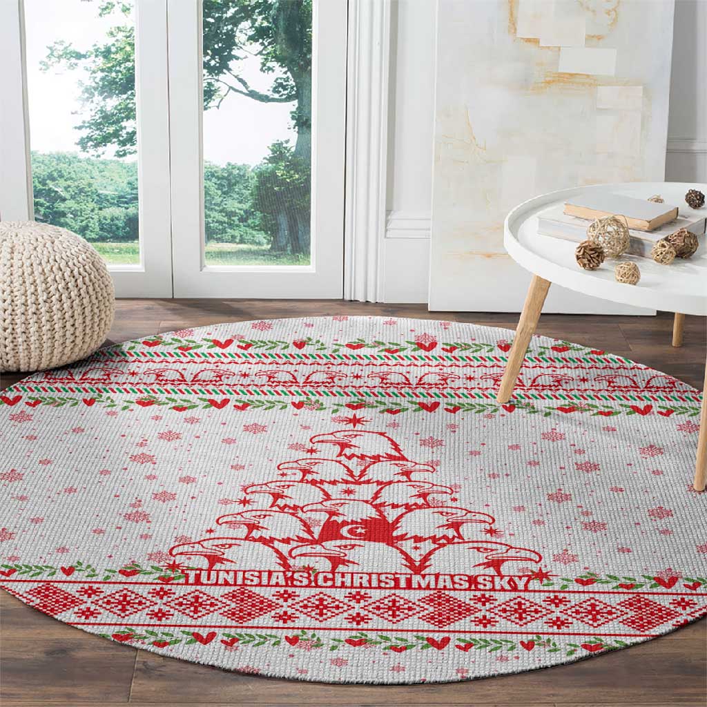 Tunisia Christmas Round Carpet Falcon Tree Snowflake and Festive Borders - African Pride