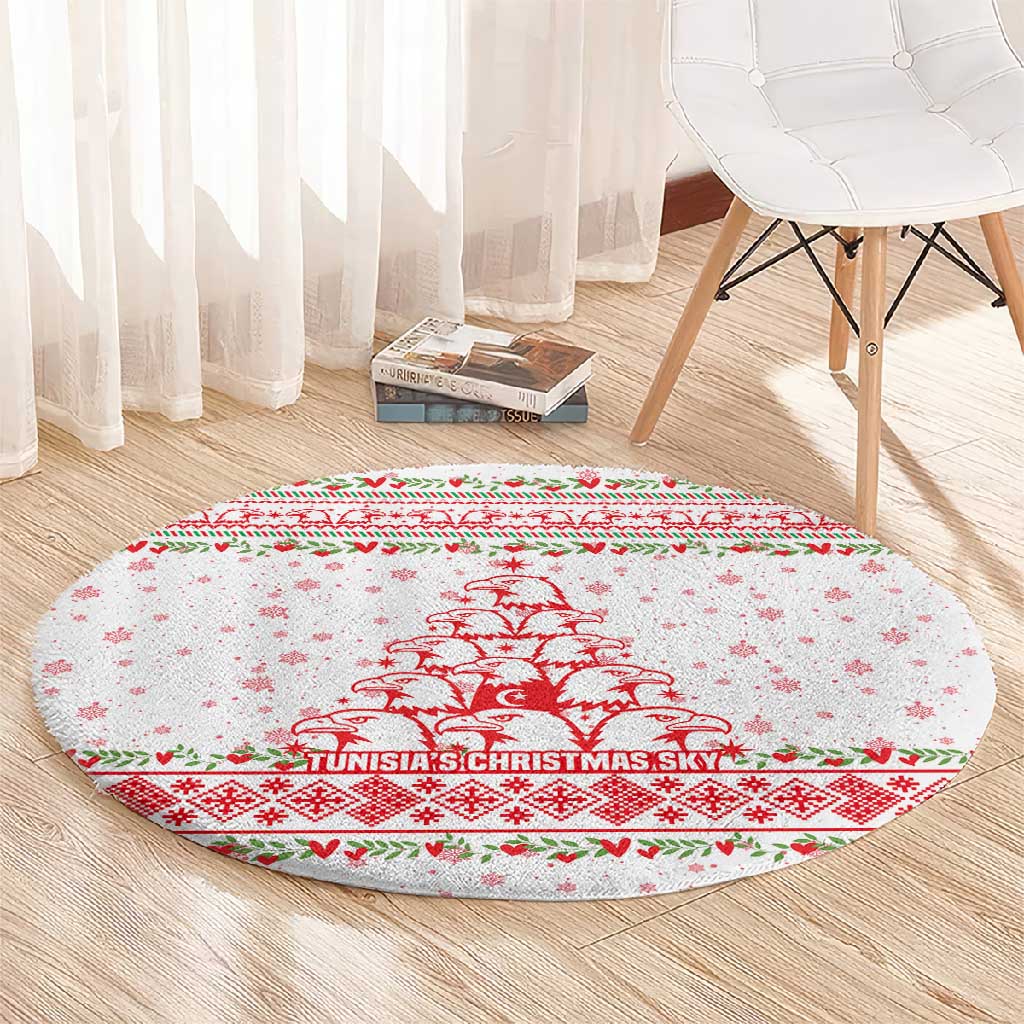 Tunisia Christmas Round Carpet Falcon Tree Snowflake and Festive Borders - African Pride