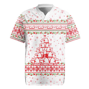 Tunisia Christmas Rugby Jersey Falcon Tree Snowflake and Festive Borders - African Pride