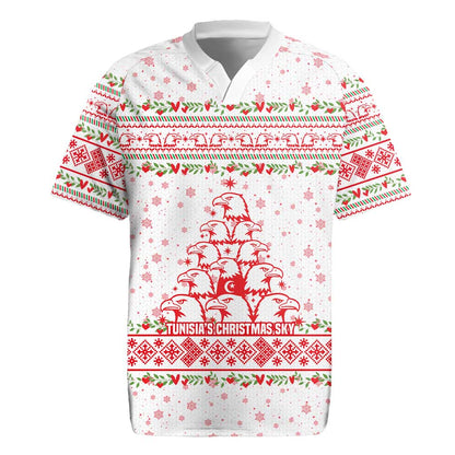 Tunisia Christmas Rugby Jersey Falcon Tree Snowflake and Festive Borders - African Pride