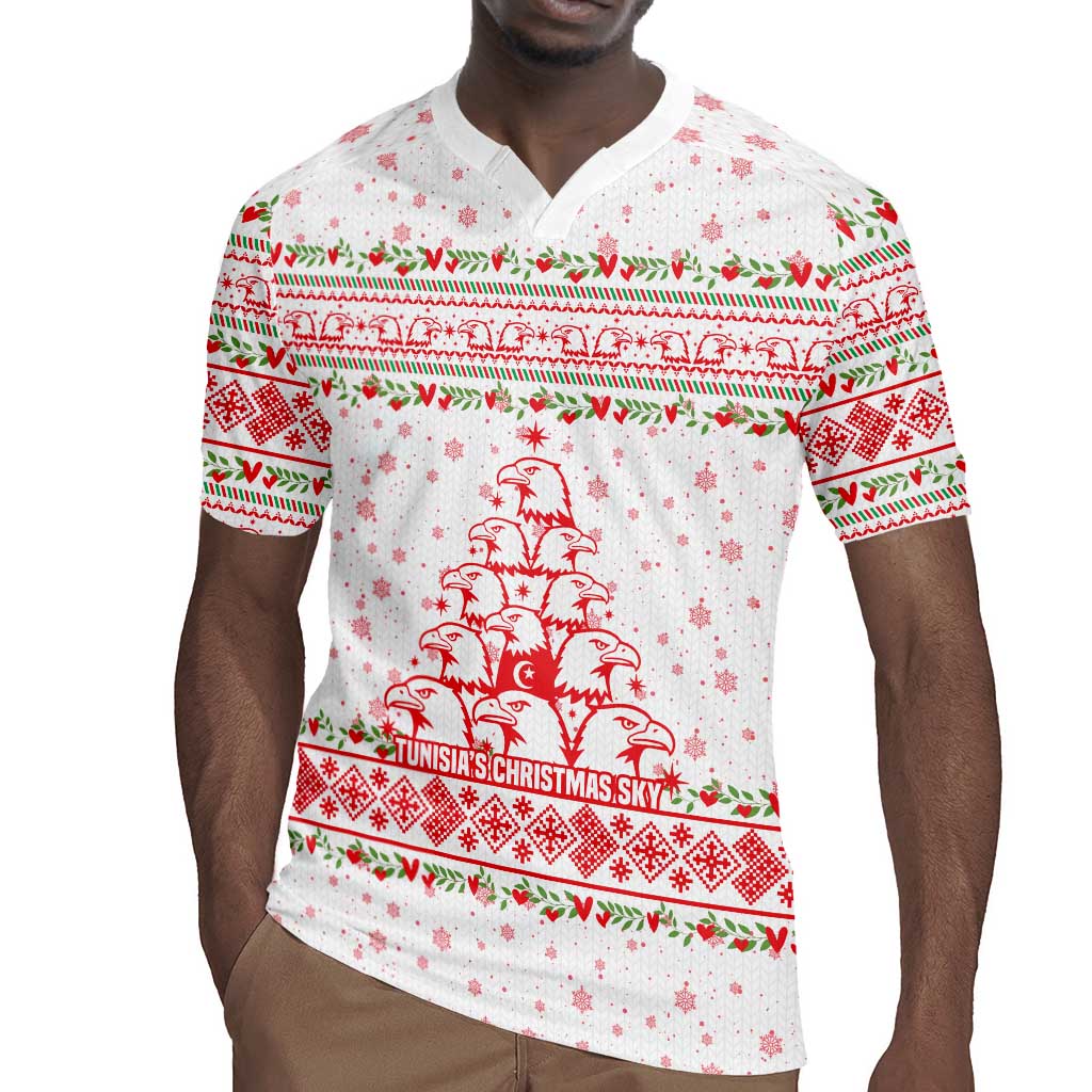 Tunisia Christmas Rugby Jersey Falcon Tree Snowflake and Festive Borders - African Pride