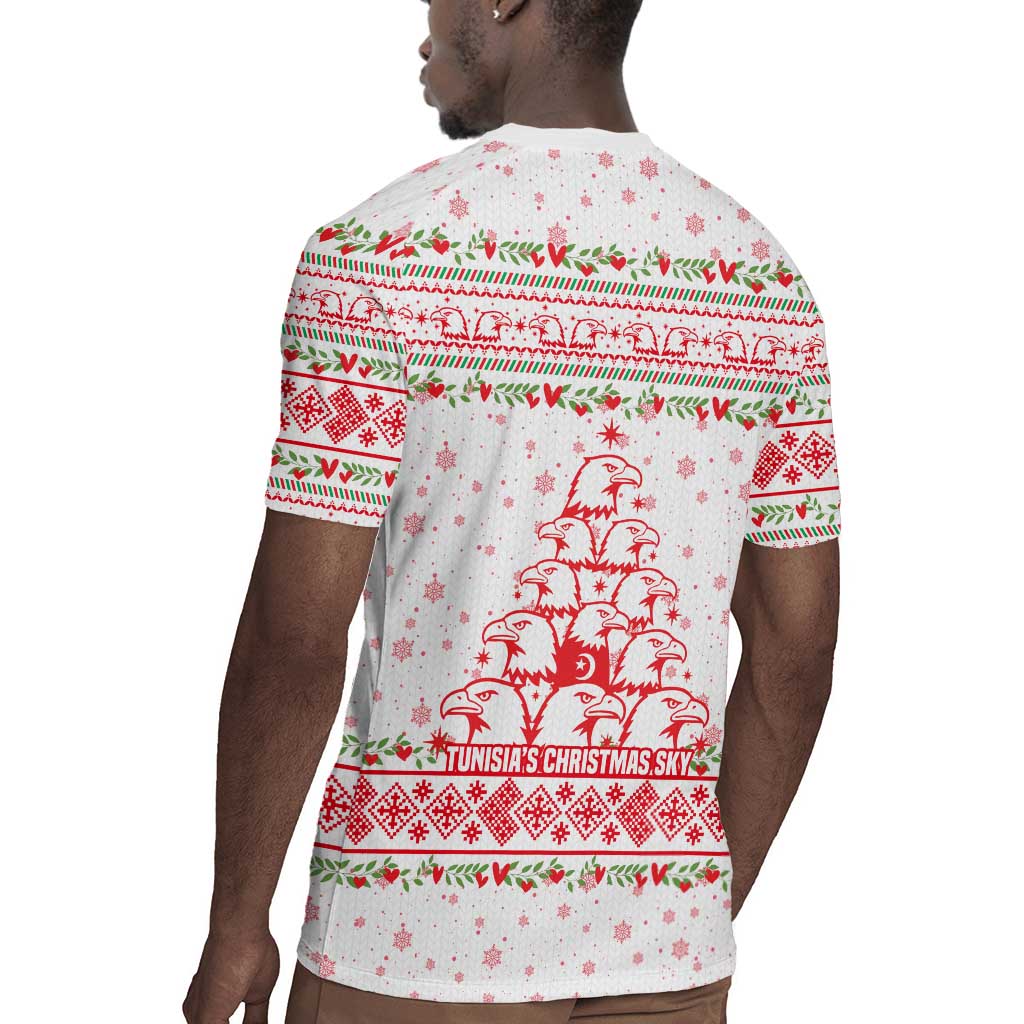 Tunisia Christmas Rugby Jersey Falcon Tree Snowflake and Festive Borders - African Pride