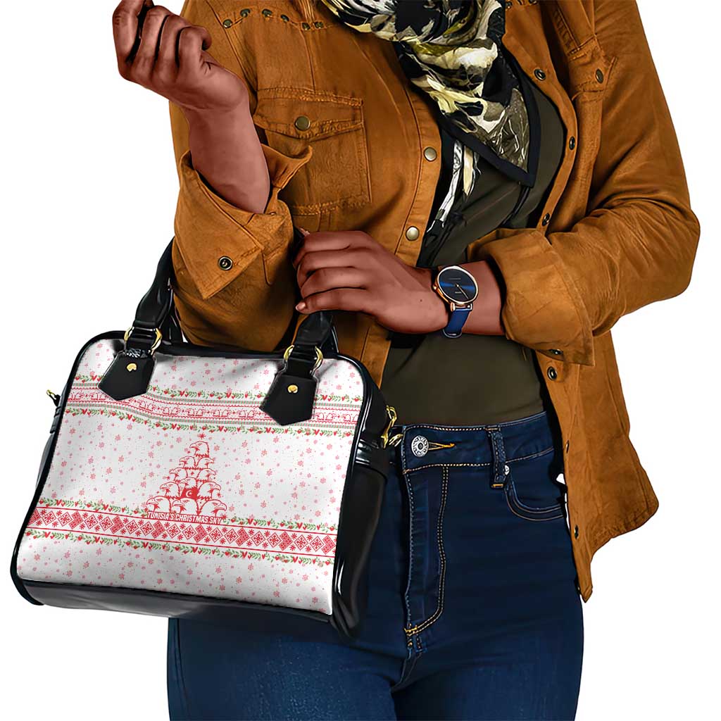Tunisia Christmas Shoulder Handbag Falcon Tree Snowflake and Festive Borders - African Pride