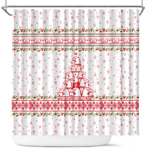 Tunisia Christmas Shower Curtain Falcon Tree Snowflake and Festive Borders - African Pride