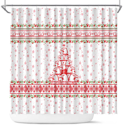 Tunisia Christmas Shower Curtain Falcon Tree Snowflake and Festive Borders - African Pride