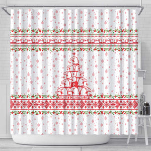 Tunisia Christmas Shower Curtain Falcon Tree Snowflake and Festive Borders - African Pride