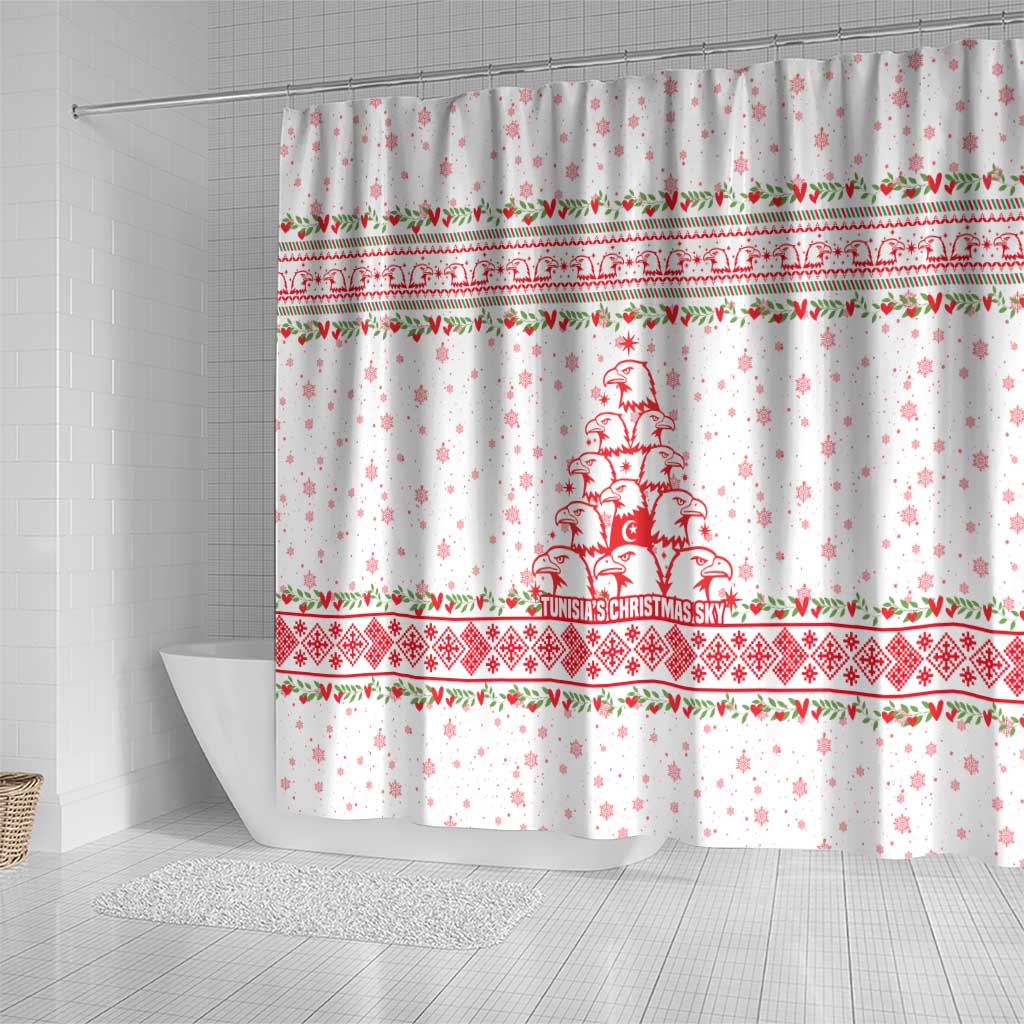 Tunisia Christmas Shower Curtain Falcon Tree Snowflake and Festive Borders - African Pride