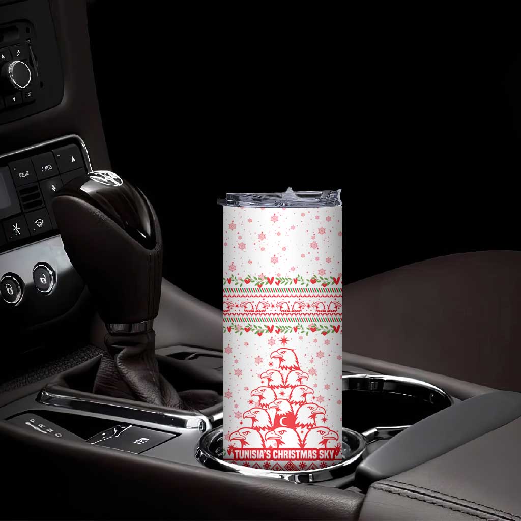 Tunisia Christmas Skinny Tumbler Falcon Tree Snowflake and Festive Borders - African Pride