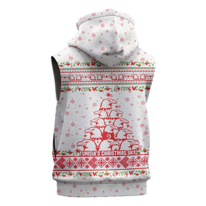 Tunisia Christmas Sleeveless Zip Hoodie Falcon Tree Snowflake and Festive Borders - African Pride