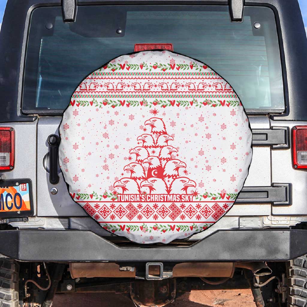 Tunisia Christmas Spare Tire Cover Falcon Tree Snowflake and Festive Borders - African Pride