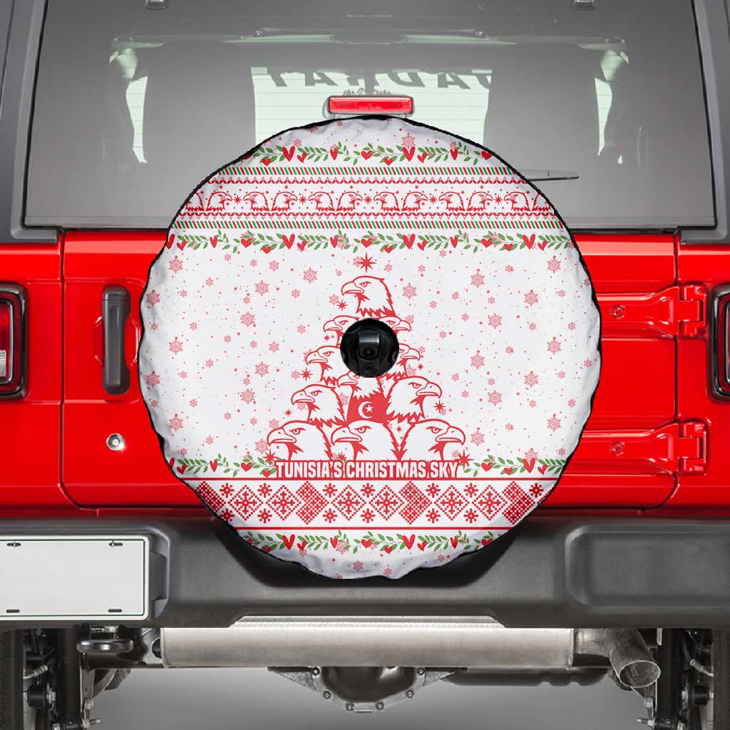 Tunisia Christmas Spare Tire Cover Falcon Tree Snowflake and Festive Borders - African Pride