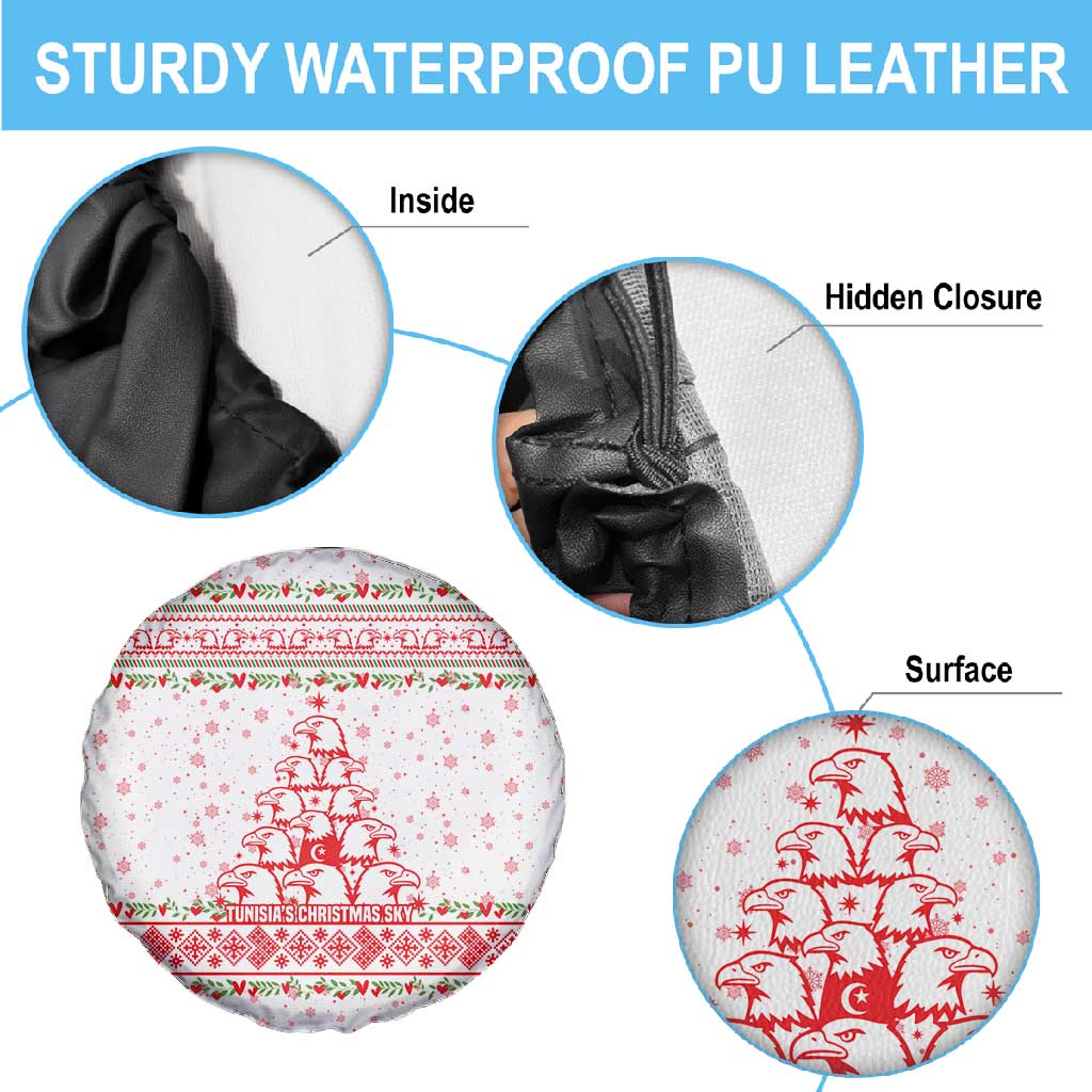 Tunisia Christmas Spare Tire Cover Falcon Tree Snowflake and Festive Borders - African Pride