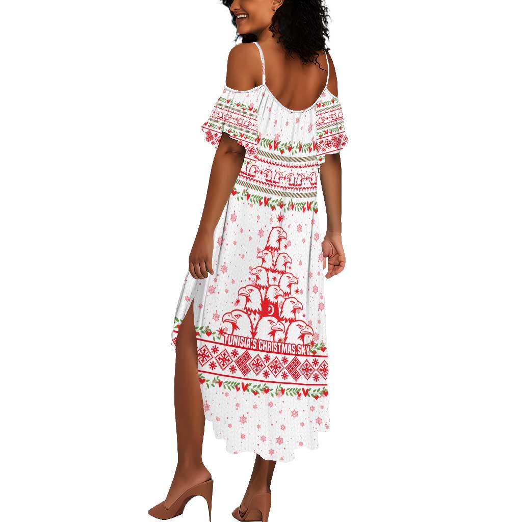 Tunisia Christmas Summer Maxi Dress Falcon Tree Snowflake and Festive Borders - African Pride