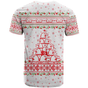 Tunisia Christmas T shirt Falcon Tree Snowflake and Festive Borders - African Pride