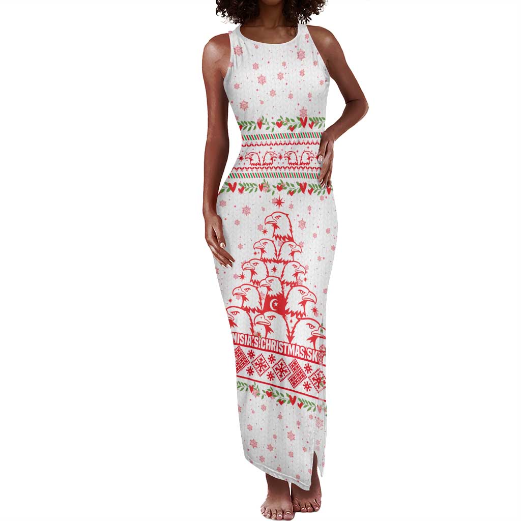 Tunisia Christmas Tank Maxi Dress Falcon Tree Snowflake and Festive Borders - African Pride