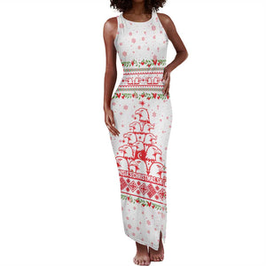 Tunisia Christmas Tank Maxi Dress Falcon Tree Snowflake and Festive Borders - African Pride