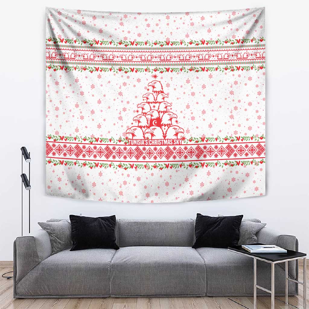 Tunisia Christmas Tapestry Falcon Tree Snowflake and Festive Borders - African Pride