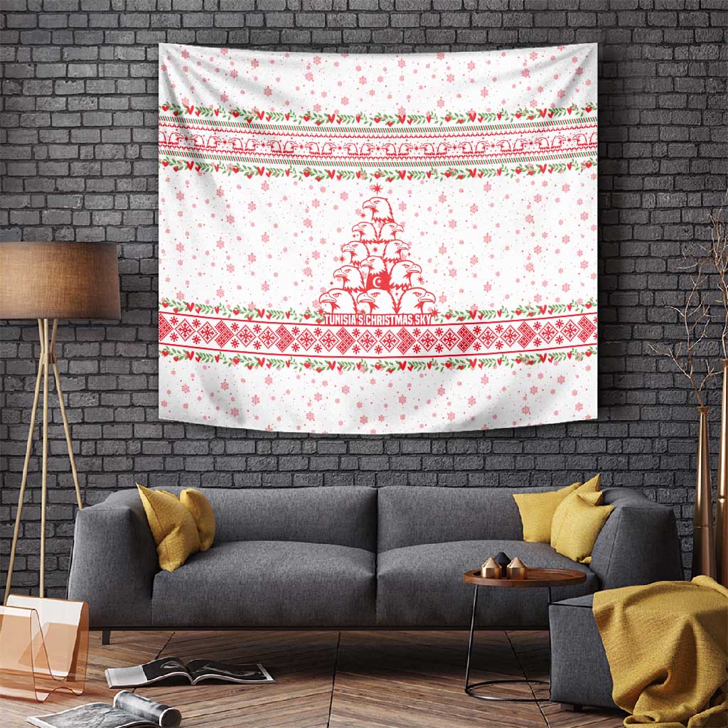 Tunisia Christmas Tapestry Falcon Tree Snowflake and Festive Borders - African Pride