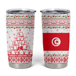 Tunisia Christmas Tumbler Cup Falcon Tree Snowflake and Festive Borders - African Pride