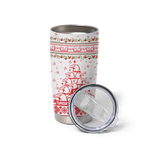 Tunisia Christmas Tumbler Cup Falcon Tree Snowflake and Festive Borders - African Pride