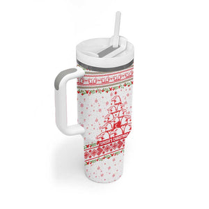 Tunisia Christmas Tumbler With Handle Falcon Tree Snowflake and Festive Borders - African Pride