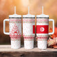 Tunisia Christmas Tumbler With Handle Falcon Tree Snowflake and Festive Borders - African Pride