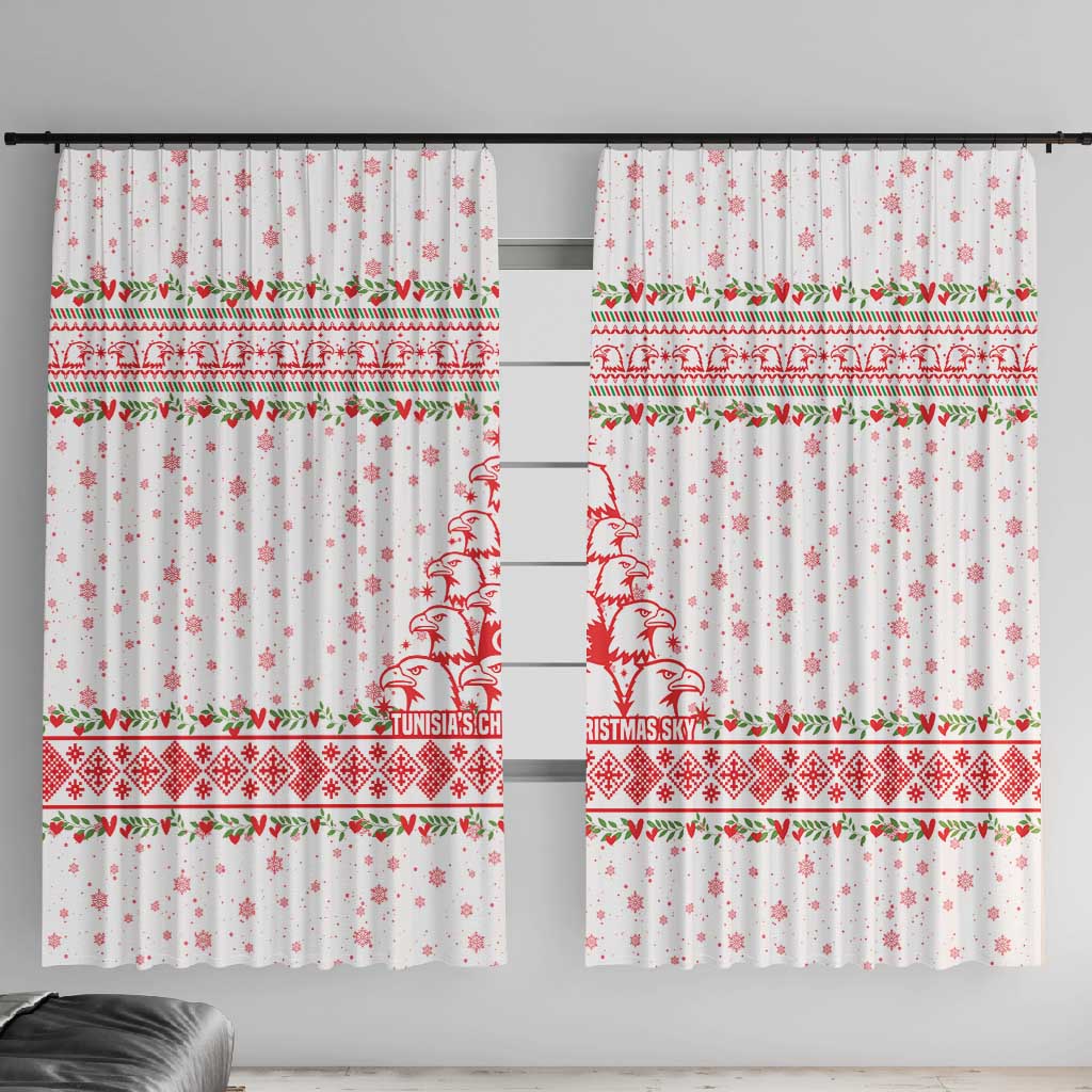 Tunisia Christmas Window Curtain Falcon Tree Snowflake and Festive Borders - African Pride