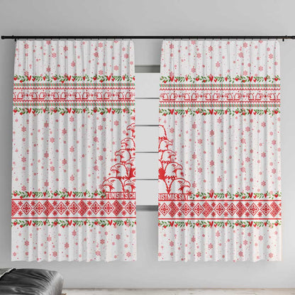Tunisia Christmas Window Curtain Falcon Tree Snowflake and Festive Borders - African Pride