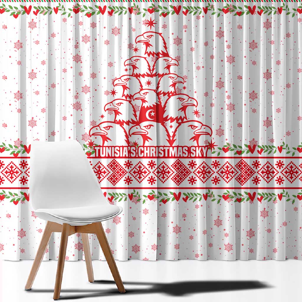 Tunisia Christmas Window Curtain Falcon Tree Snowflake and Festive Borders - African Pride