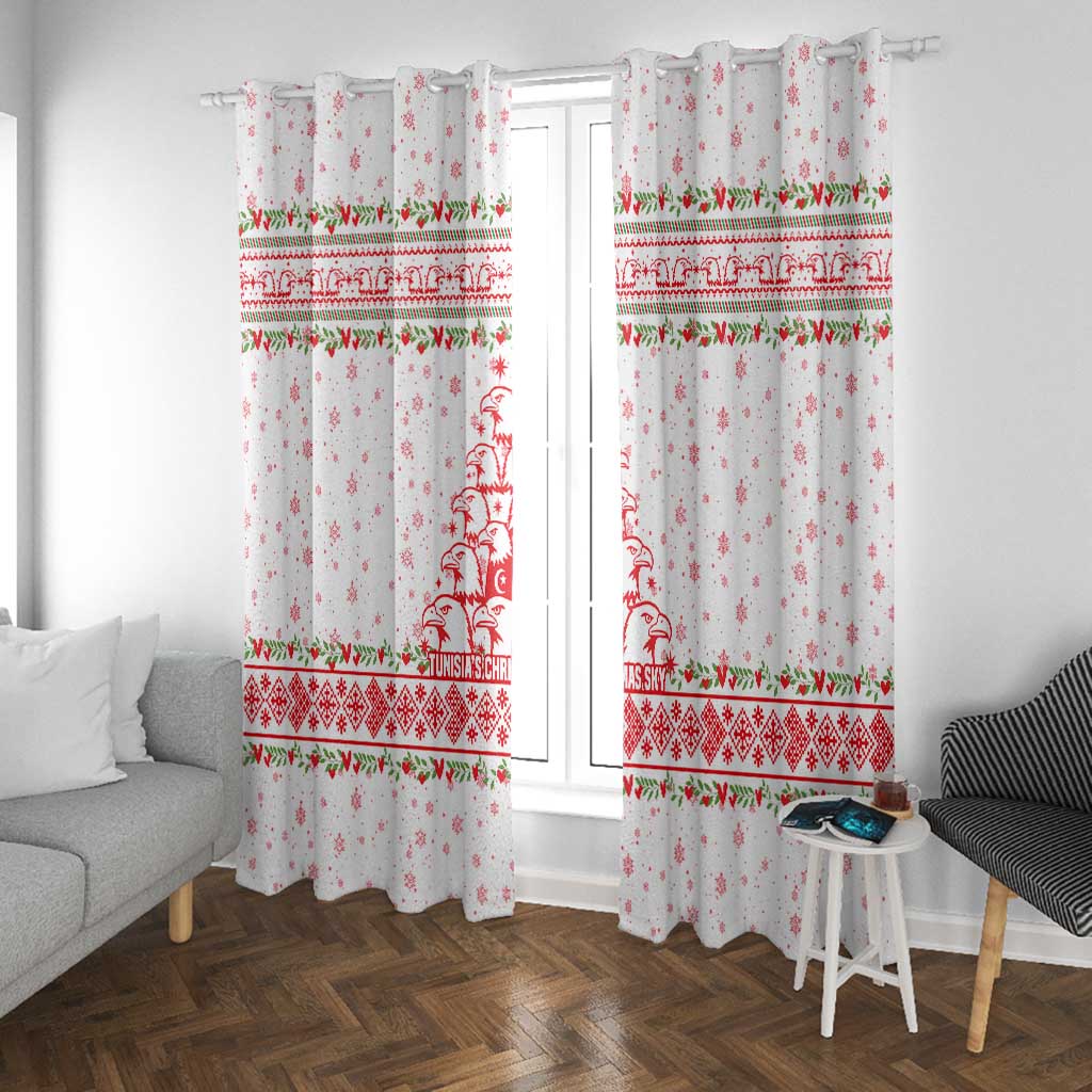 Tunisia Christmas Window Curtain Falcon Tree Snowflake and Festive Borders - African Pride