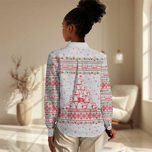 Tunisia Christmas Women Casual Shirt Falcon Tree Snowflake and Festive Borders - African Pride