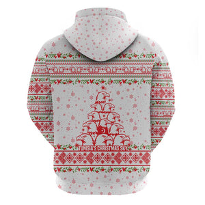 Tunisia Christmas Zip Hoodie Falcon Tree Snowflake and Festive Borders - African Pride