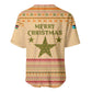 South Sudan Christmas Baseball Jersey Beige Tribal Pattern, National Emblem, and Green Star Motif - African Pride