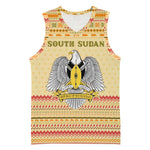 South Sudan Christmas Basketball Jersey Beige Tribal Pattern, National Emblem, and Green Star Motif - African Pride